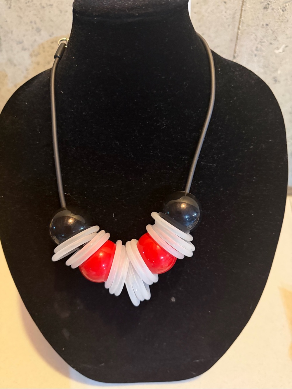 Bold Red, Black & White Disc Statement Necklace